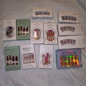 Lot of 12 Boxes Press On Nails – Mixed Lengths, Colors & Designs – Full Sets ~24